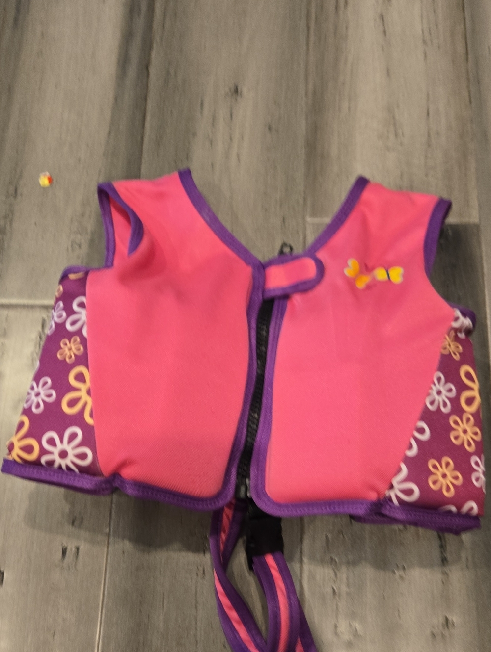 Kids Pink & Purple Floral Swim Vest with Front Zip.             (12-36 month)